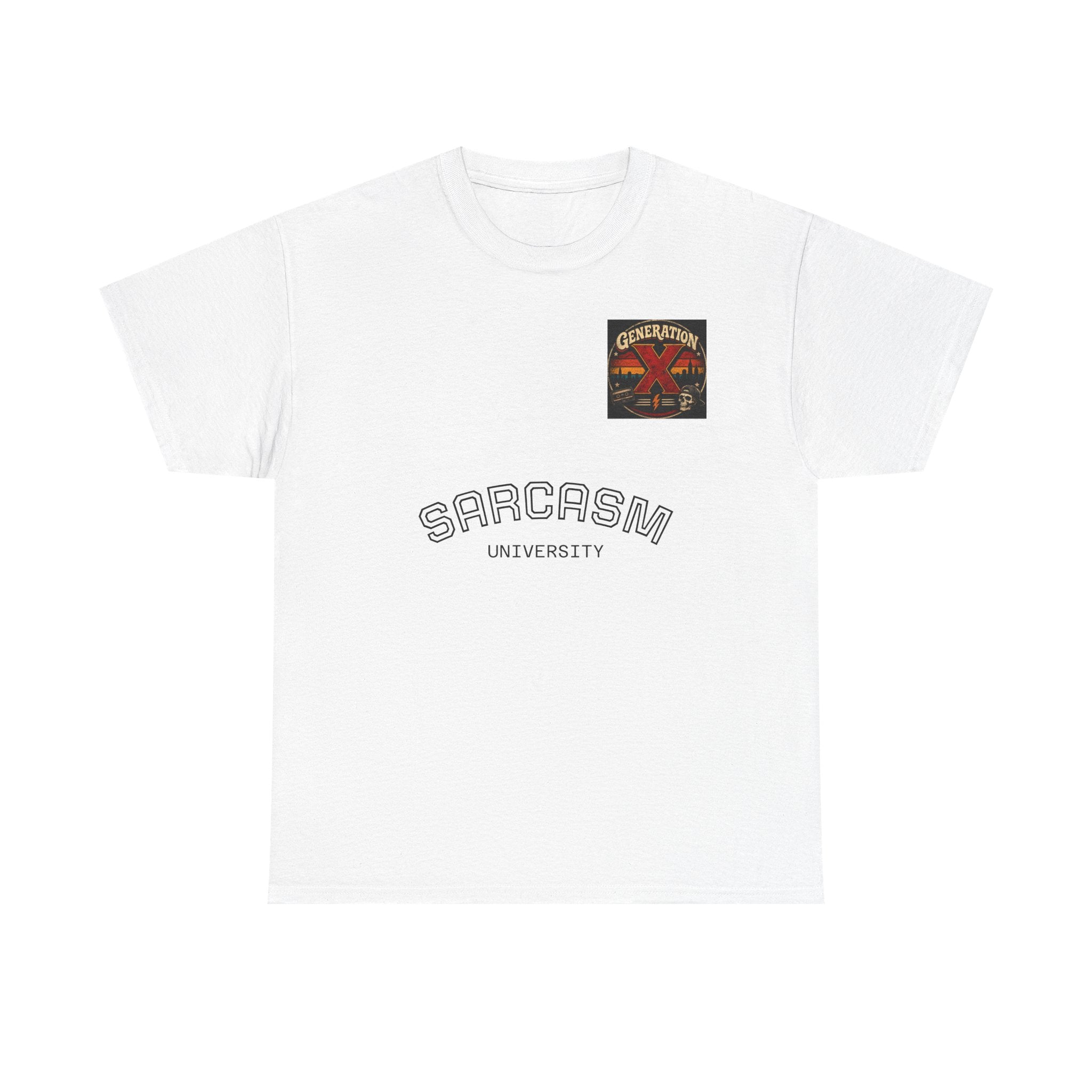 Generation X Vintage Graphic Tee — Retro Skull & Cityscape Shirt