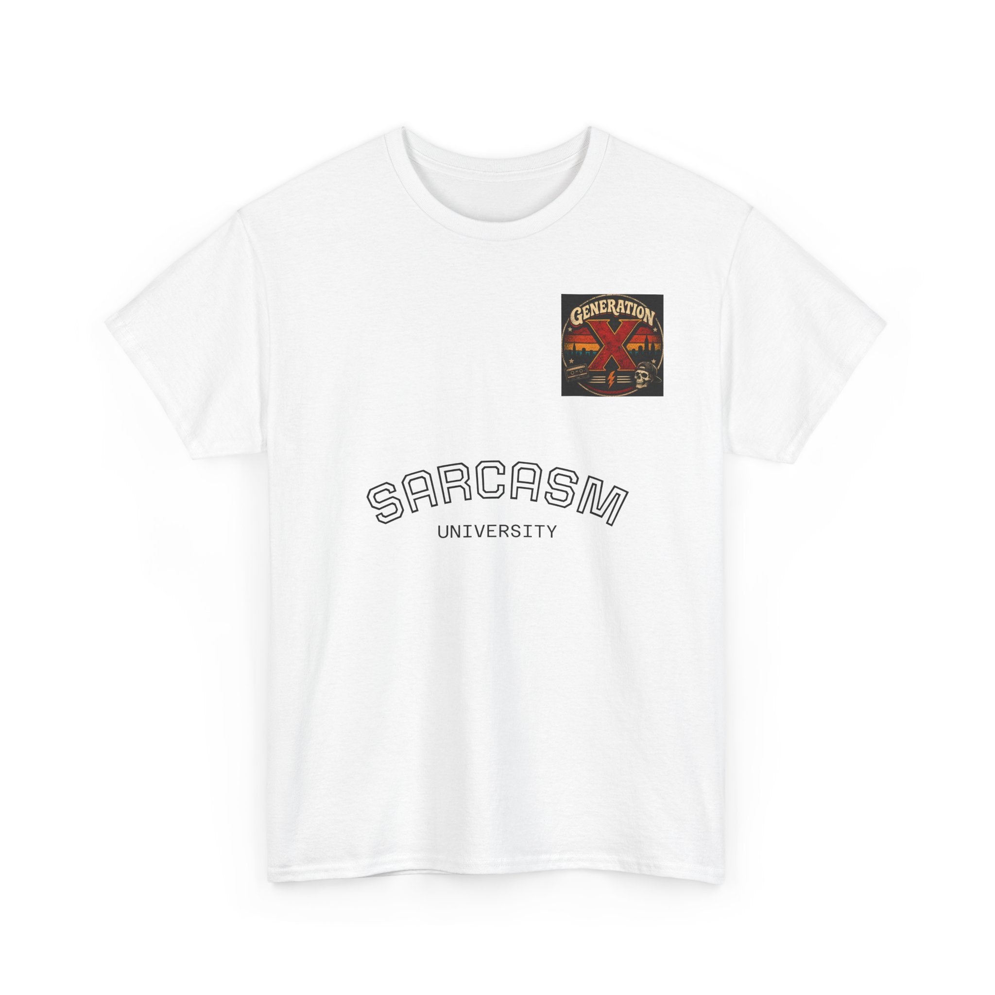 Generation X Vintage Graphic Tee — Retro Skull & Cityscape Shirt