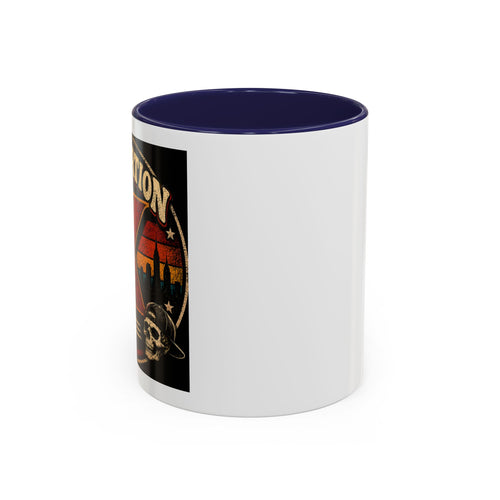 Retro Campfire Coffee Mug — Gen X Gift, Adventure & S'mores Graphic